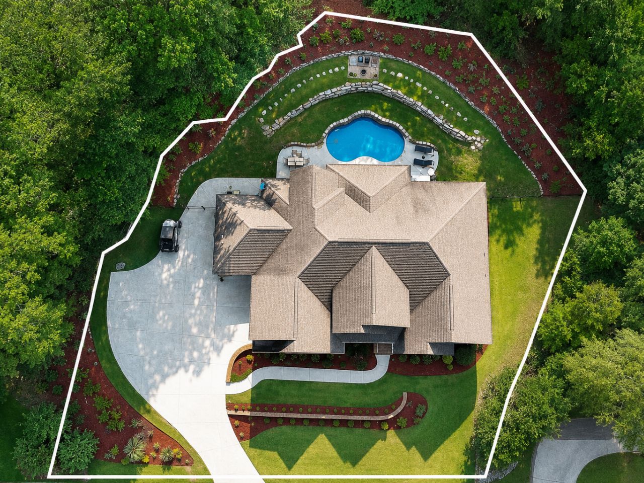 Drone view of the property line
